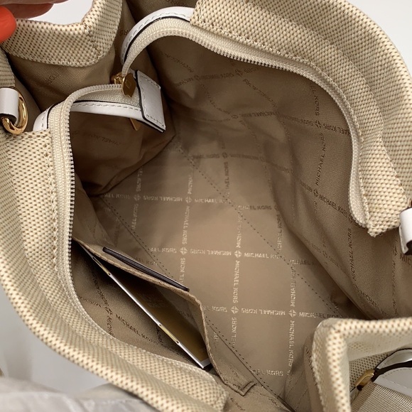 Michael Kors Mirella Small Shopper Top Zip Crossbody Bag Optic White MK NWT - Picture 11 of 16